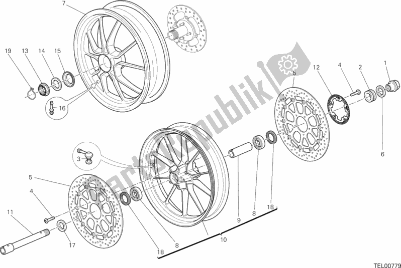 Wszystkie części do Ruota Anteriore E Posteriore Ducati Hypermotard Hyperstrada Thailand 821 2015
